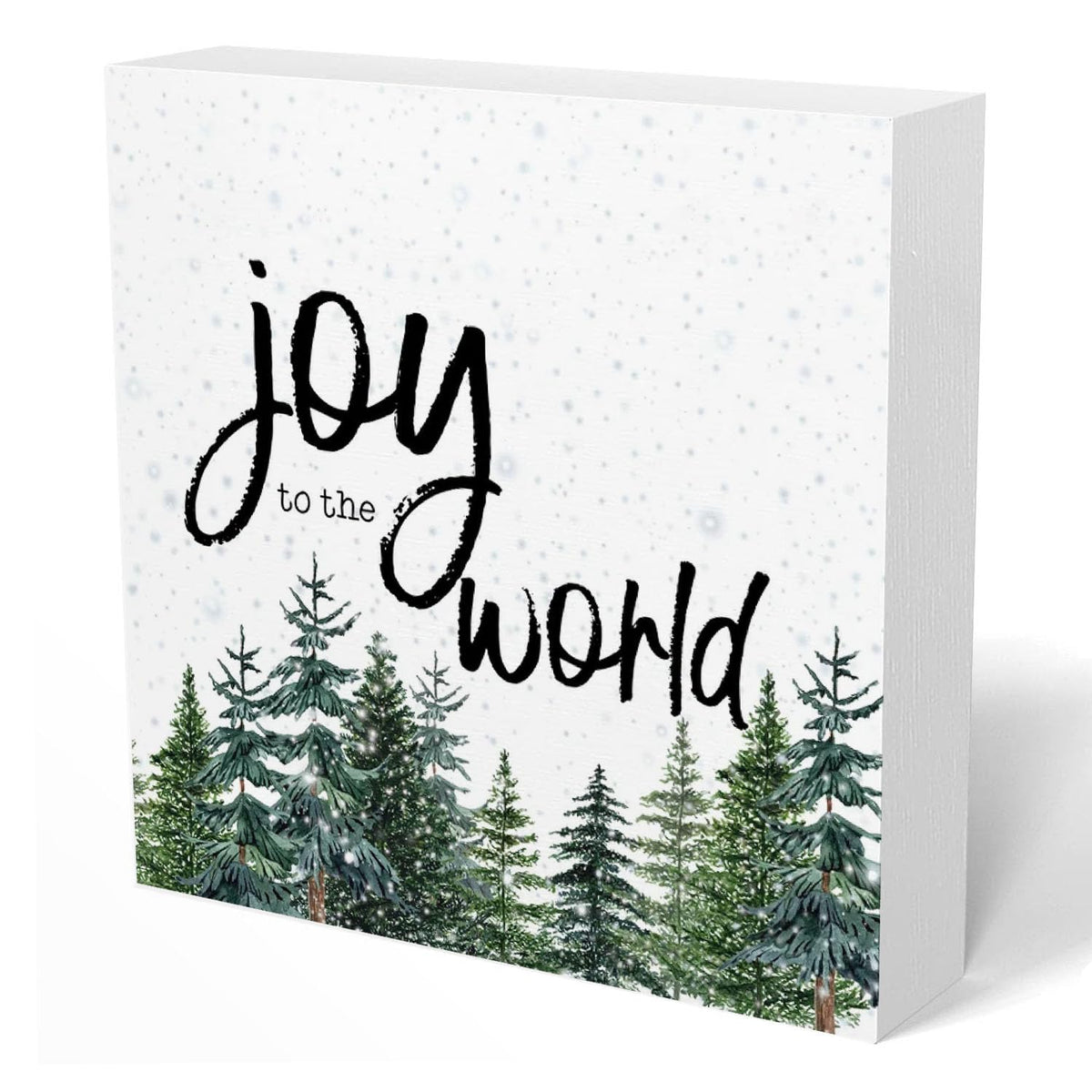 Joy Christmas Trees Wooden Box Sign Gift for Women Men, Farmhouse Christmas Xmas Decorations