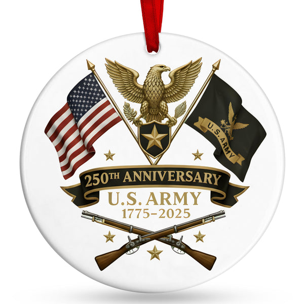 US Army 250th Anniversary Ornament 2025 – United States Military 1775–2025 Christmas Ornament