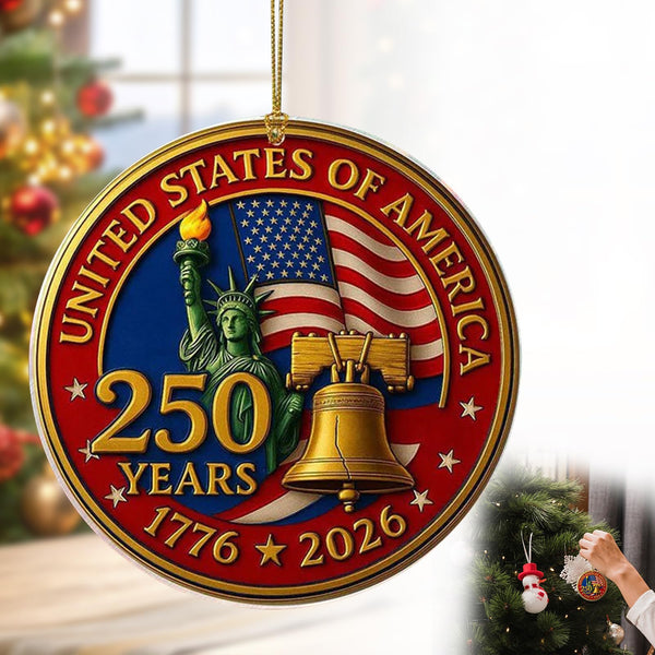 United States 250th Anniversary Bell Ornament, Vintage Christmas Tree Ornaments