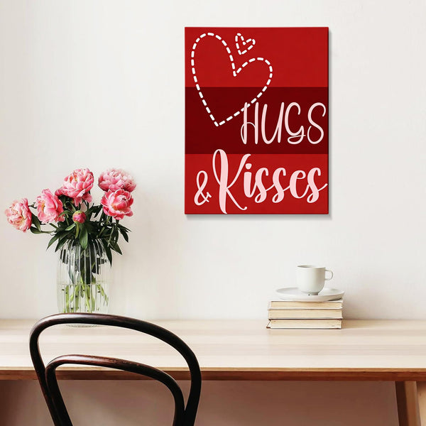 Framed Valentine's Day Wall Art Prints Sweet Pink Heart Love Posters,Waterproof Canvas Wall Art Painting,Romantic Love Posters