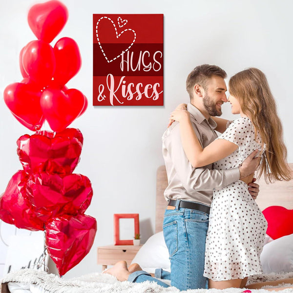 Framed Valentine's Day Wall Art Prints Sweet Pink Heart Love Posters,Waterproof Canvas Wall Art Painting,Romantic Love Posters