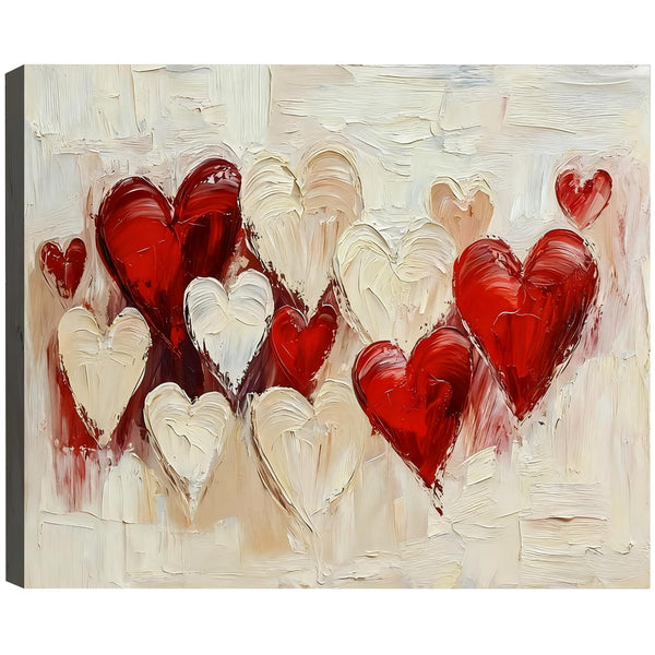 Valentine’s Day Framed Canvas Wall Art 8x12, Romantic Red Heart Canvas Prints for Living Room
