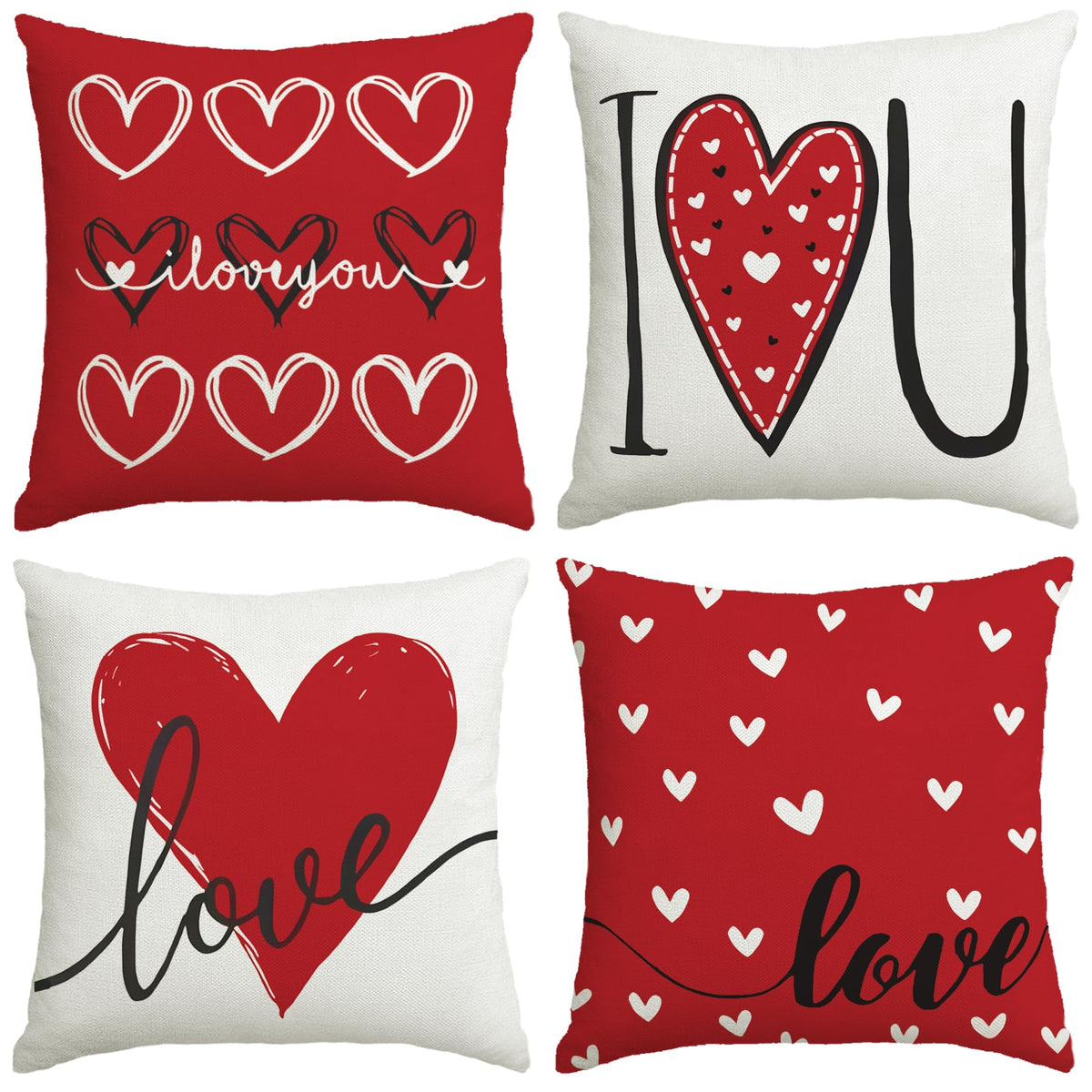 Valentine's Day I Love You Throw Pillow Covers, 18 x 18 Inch Valentine Heart Black and White Stripes p.s. Love You (Copy)