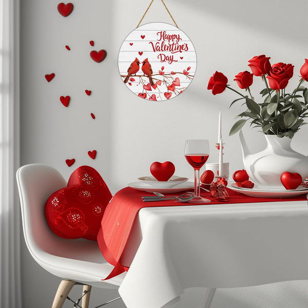 Valentines Day Decorations Happy Valentines Day Door Decorations Sign Cardinal Decor Red Birds Wreath Cardinal Wall Hanging Sign