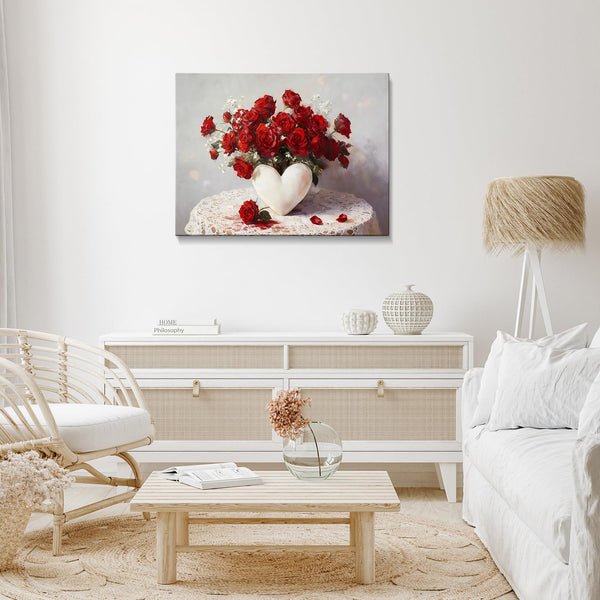 Valentine's Day Framed Canvas Wall Art, Romantic Canvas Pictures for Bedroom Living Room Decor, Sweet Couple Canvas Prints