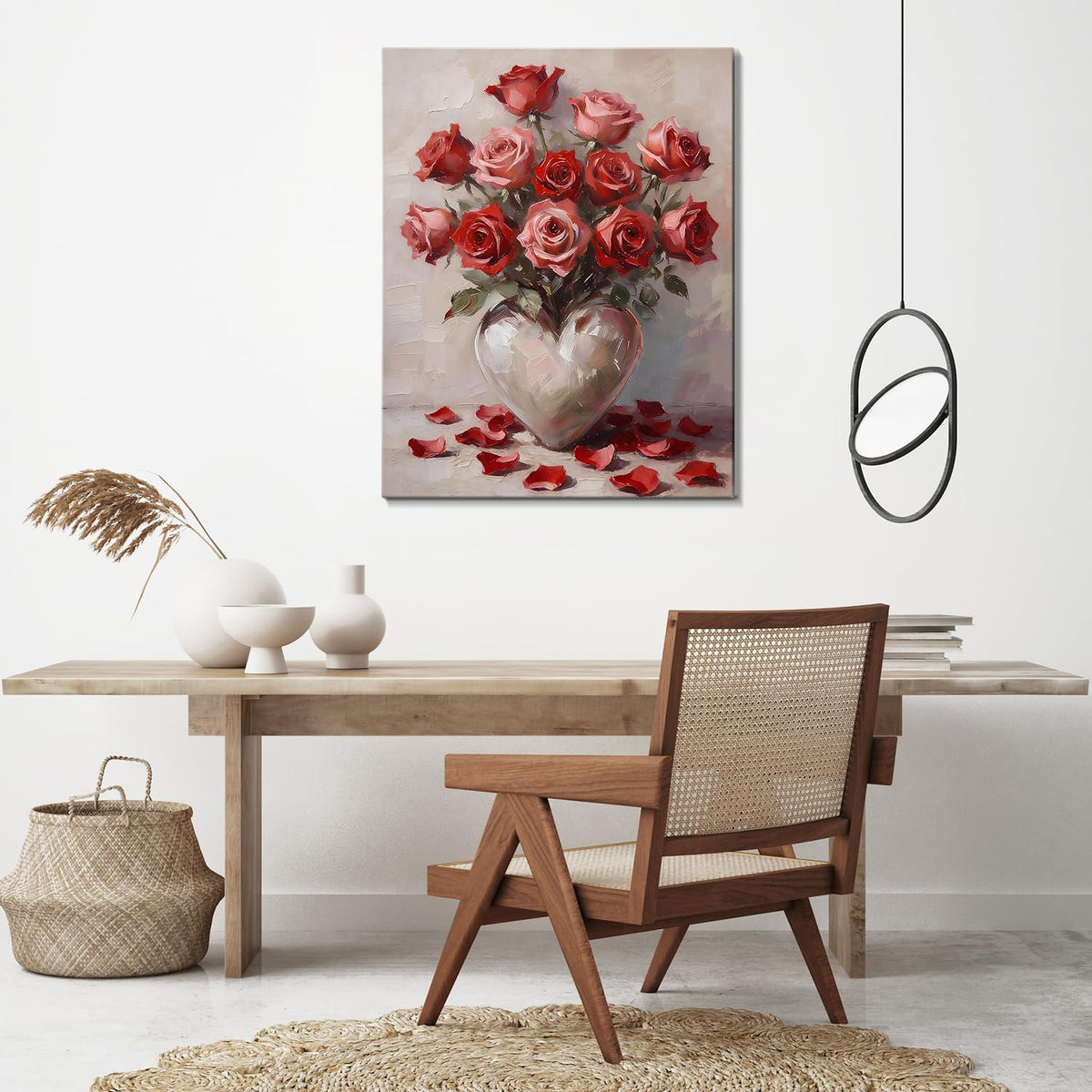 Valentine's Day Framed Canvas Wall Art, Romantic Canvas Pictures for Bedroom &amp; Living Room Decor, Sweet Couple Canvas Prints