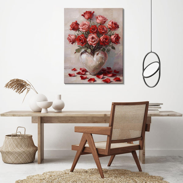Valentine's Day Framed Canvas Wall Art, Romantic Canvas Pictures for Bedroom &amp; Living Room Decor, Sweet Couple Canvas Prints