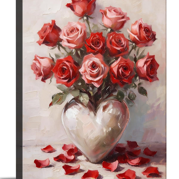 Valentine's Day Framed Canvas Wall Art, Romantic Canvas Pictures for Bedroom &amp; Living Room Decor, Sweet Couple Canvas Prints