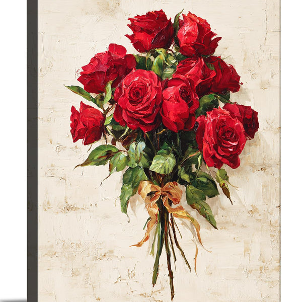 Valentine's Day Framed Canvas Wall Art, Romantic Canvas Pictures for Bedroom Living Room Decor, Sweet Couple Canvas Prints