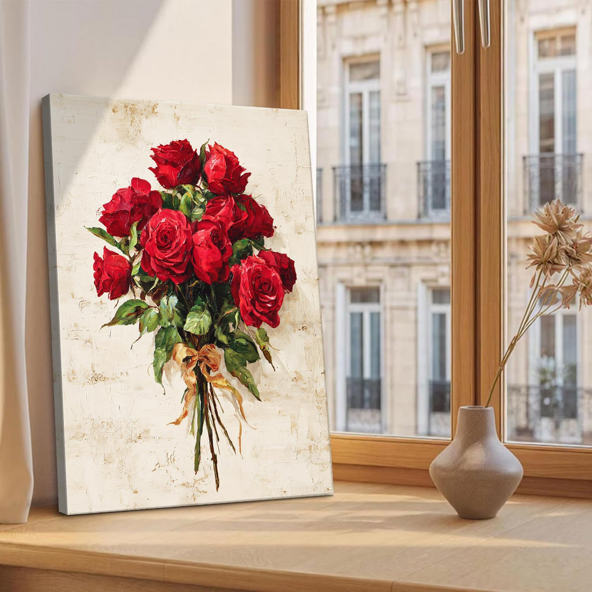 Valentine's Day Framed Canvas Wall Art, Romantic Canvas Pictures for Bedroom Living Room Decor, Sweet Couple Canvas Prints