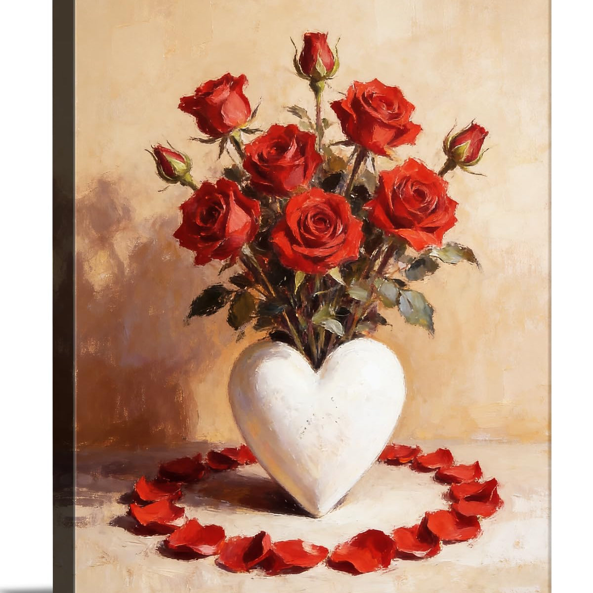 Valentine's Day Framed Canvas Wall Art, Romantic Canvas Pictures for Bedroom &amp; Living Room Decor, Sweet Couple Canvas Prints