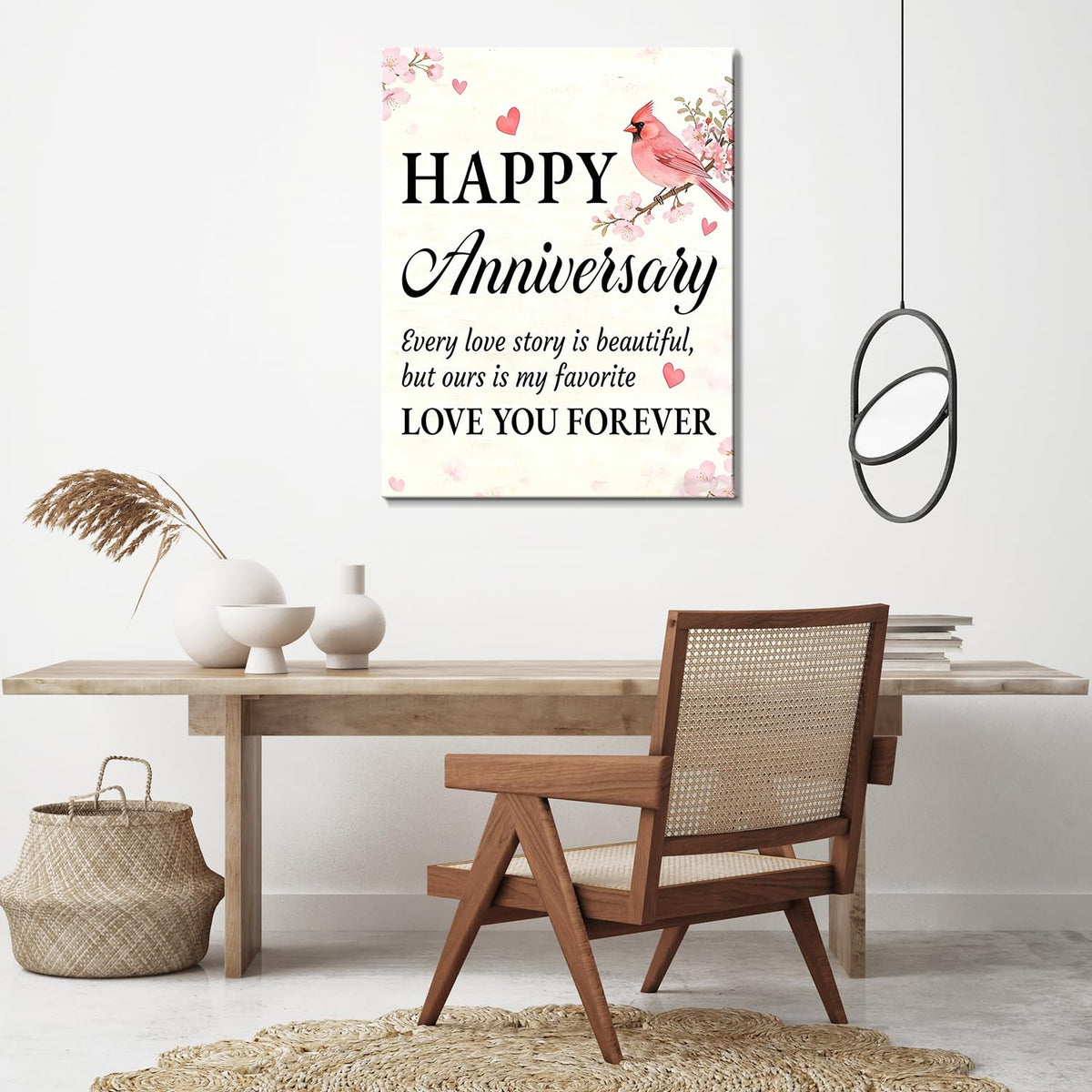 Valentine's Day Framed Canvas Wall Art, Romantic Canvas Pictures for Bedroom Living Room Decor