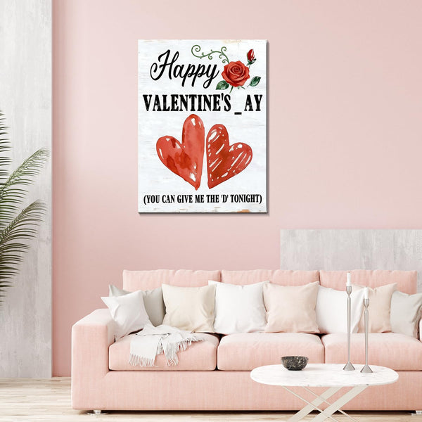 Happy Valentine's Day Framed Canvas Wall Art, Romantic Canvas Pictures for Bedroom Living Room Decor