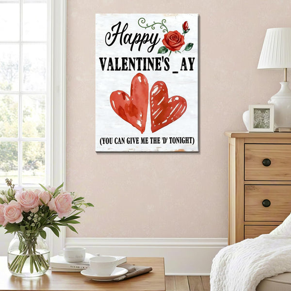 Happy Valentine's Day Framed Canvas Wall Art, Romantic Canvas Pictures for Bedroom Living Room Decor