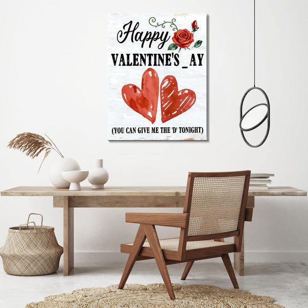 Happy Valentine's Day Framed Canvas Wall Art, Romantic Canvas Pictures for Bedroom Living Room Decor