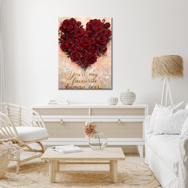 Valentine's Day Framed Canvas Wall Art, Romantic Canvas Pictures for Bedroom Living Room Decor, Sweet Couple Canvas Prints Valentines Gifts