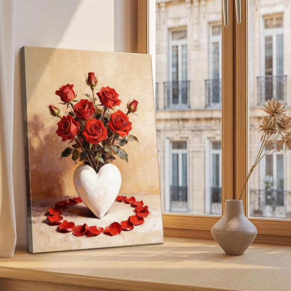 Valentine's Day Framed Canvas Wall Art, Romantic Canvas Pictures for Bedroom &amp; Living Room Decor, Sweet Couple Canvas Prints
