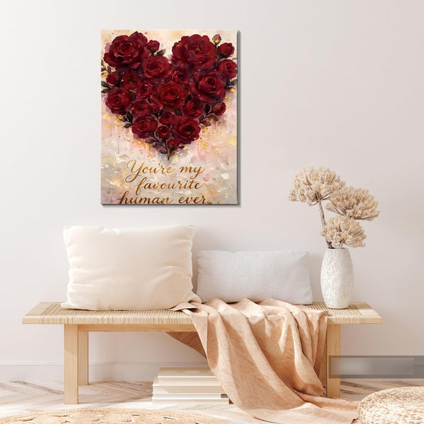 Valentine's Day Framed Canvas Wall Art, Romantic Canvas Pictures for Bedroom Living Room Decor, Sweet Couple Canvas Prints Valentines Gifts