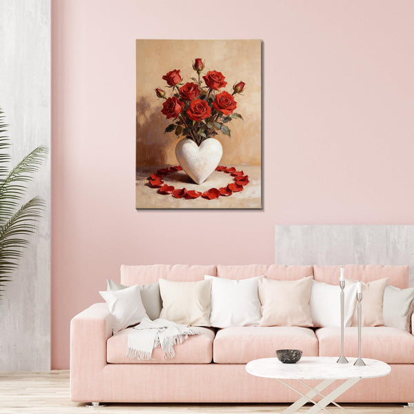 Valentine's Day Framed Canvas Wall Art, Romantic Canvas Pictures for Bedroom &amp; Living Room Decor, Sweet Couple Canvas Prints