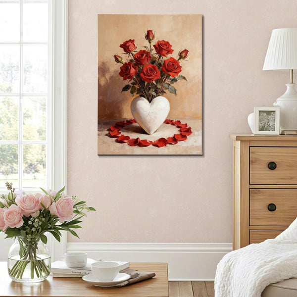 Valentine's Day Framed Canvas Wall Art, Romantic Canvas Pictures for Bedroom &amp; Living Room Decor, Sweet Couple Canvas Prints