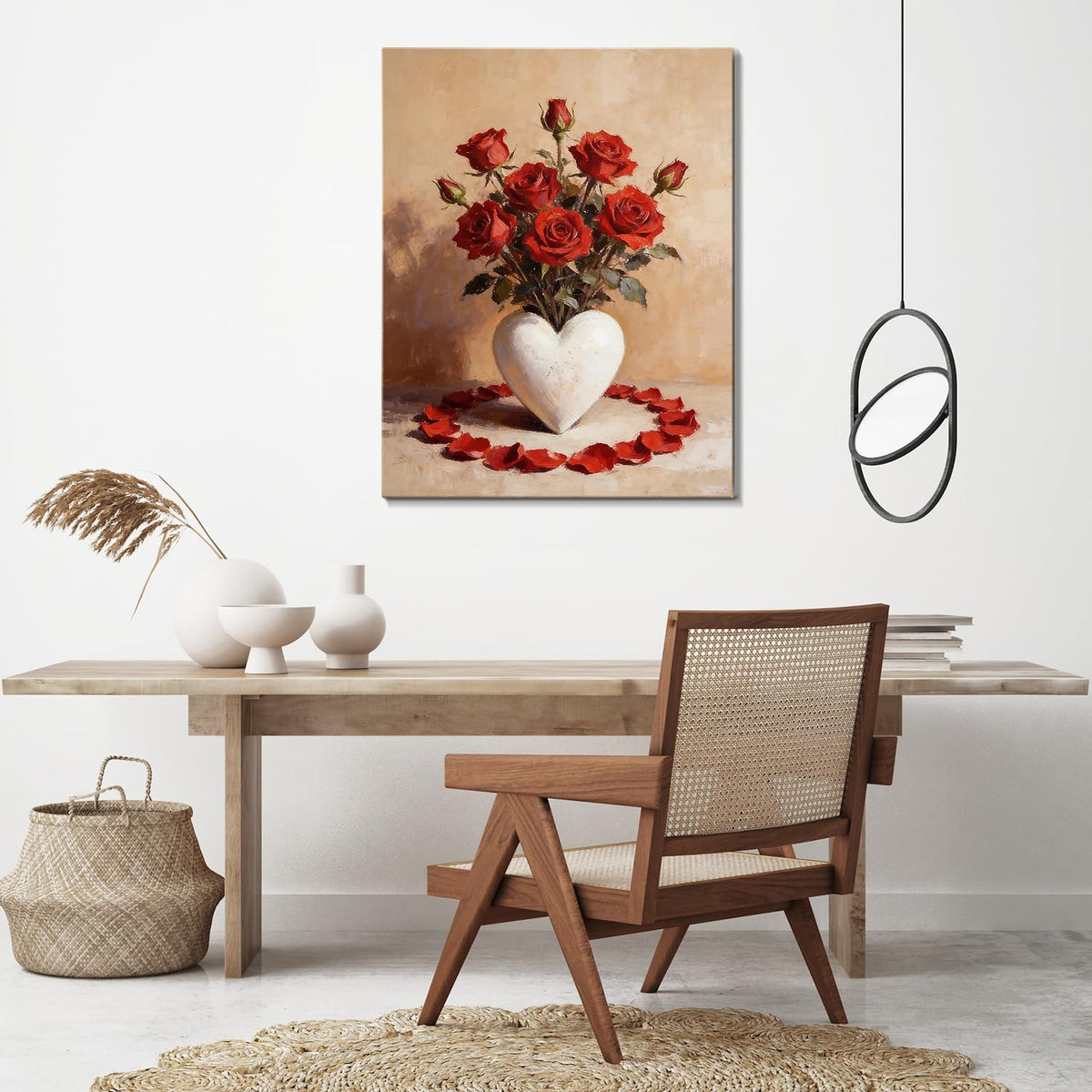 Valentine's Day Framed Canvas Wall Art, Romantic Canvas Pictures for Bedroom &amp; Living Room Decor, Sweet Couple Canvas Prints