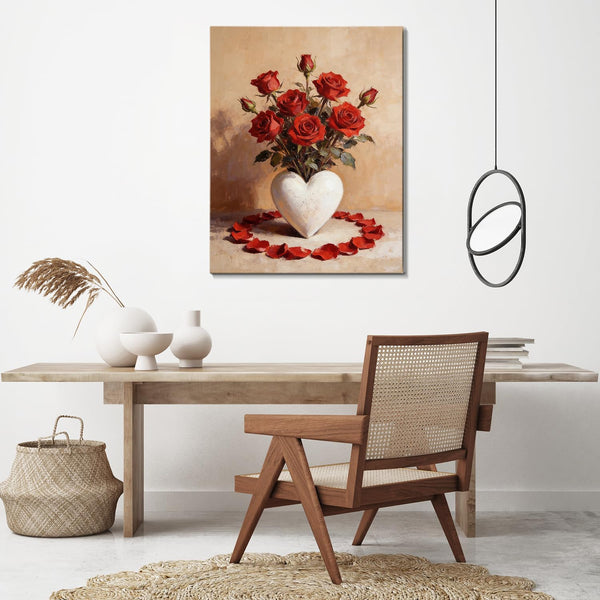 Valentine's Day Framed Canvas Wall Art, Romantic Canvas Pictures for Bedroom &amp; Living Room Decor, Sweet Couple Canvas Prints