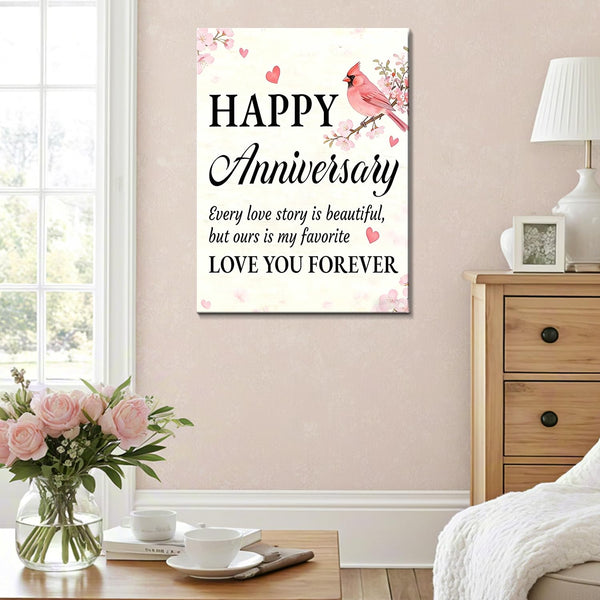 Valentine's Day Framed Canvas Wall Art, Romantic Canvas Pictures for Bedroom Living Room Decor