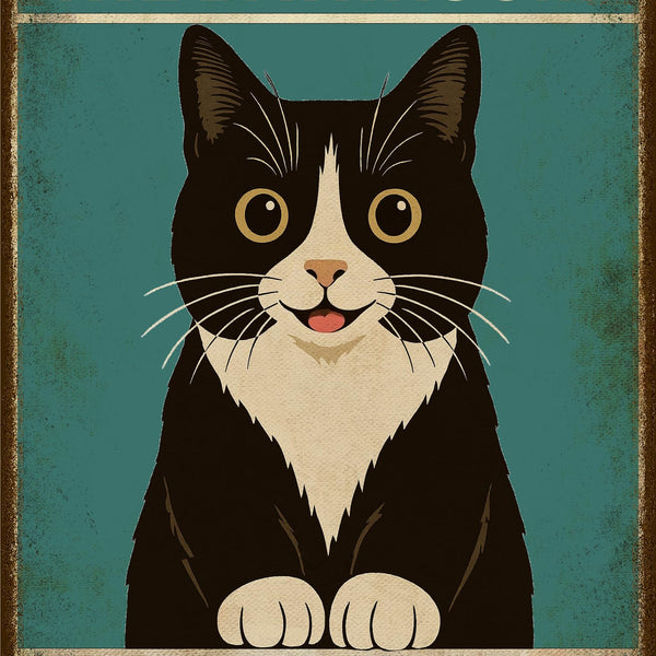 Vintage Funny Bathroom Wall Sign – Welcome to the Bathroom A Cat Will Be With You Shortly
