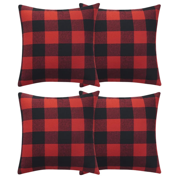 Christmas Pillow Covers 18x18 Set of 4, Red and Black Classic Buffalo Check Plaid Decorative Throw Pillow Covers
