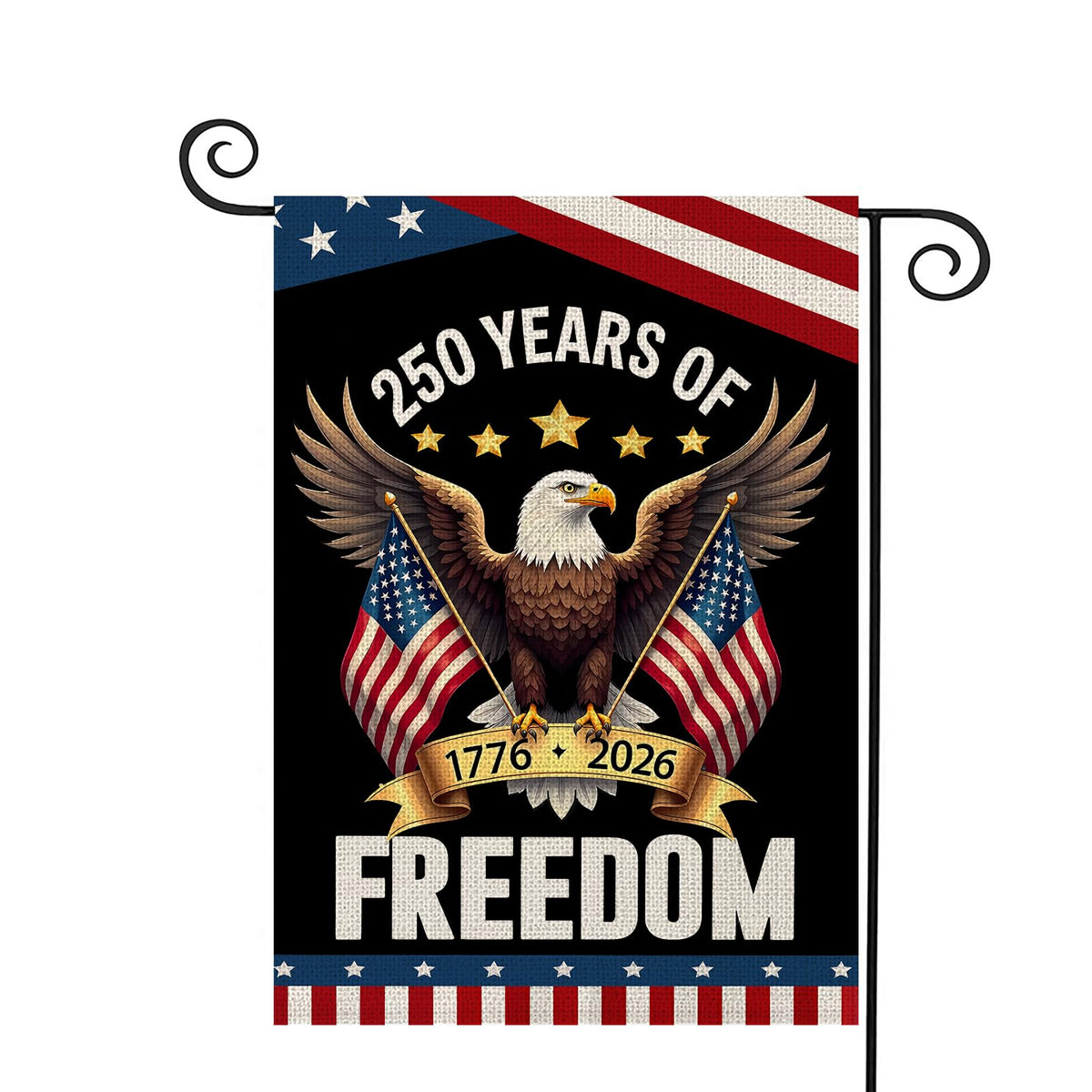 250 Years America Garden Flag,250th Anniversary USA Patriotic Banner 1-Sided with Eagle