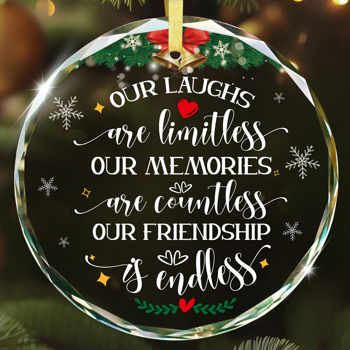 Our Friendship is Endless Christmas Ornaments Gifts for Women - Glass Best Friend Ornaments for Christmas Tree Decorations
