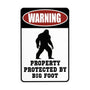Warning Property Protected by Big Foot Tin Signs – Funny Metal Decor Gift Sign 12x8 Inches