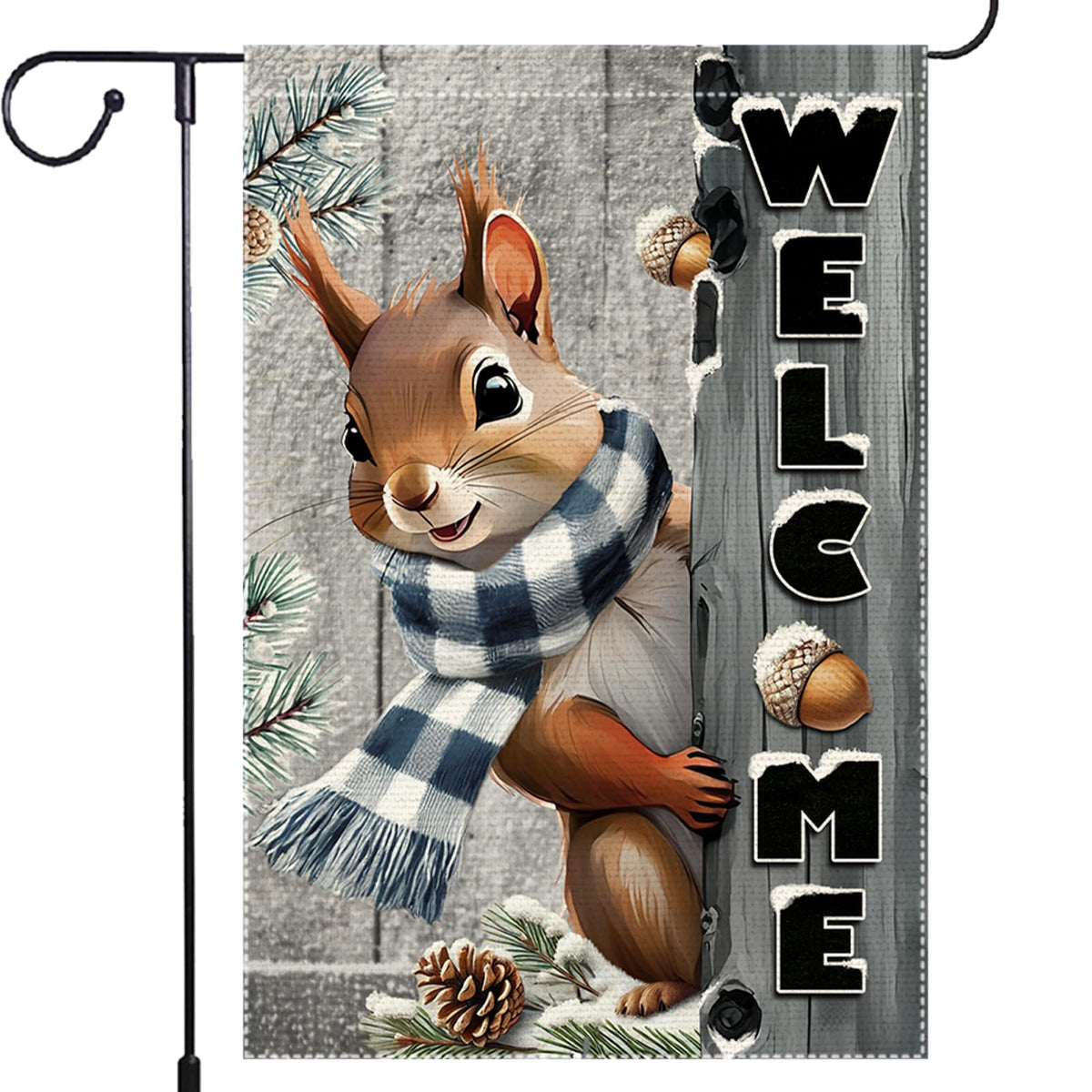 Welcome Garden Flag 12x18inch The Nut Squirrel Winter Garden Flags Yard Porch House Flag