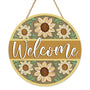 Welcome Sunflower Front Door Sign, Spring Summer Yellow Flower Wood Hanger Outdoor Outside Porch Home Decor