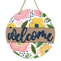 Welcome Spring Summer Flower Front Door Sign, Pink Yellow Floral Wood Door Hanger Outdoor Outside Porch Decor