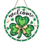 Welcome St. Patrick's Day Clover Front Door Sign, Shamrock Farmhouse Wood Door Hanger Outdoor Porch Decor
