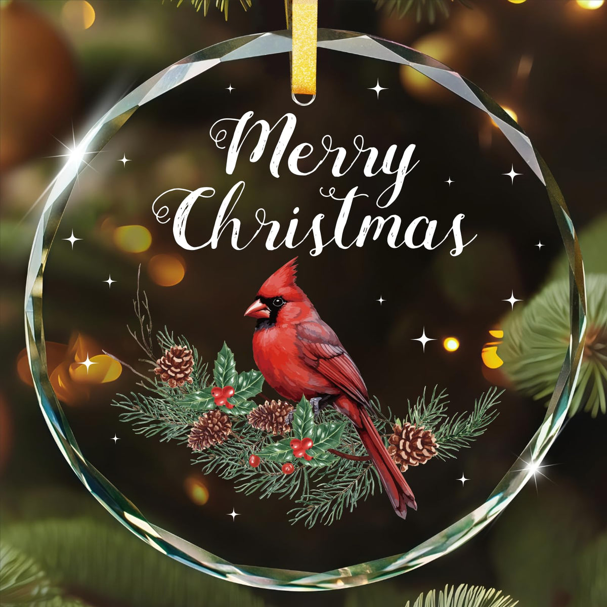 Glass Cardianl Christmas Ornament - Sympathy Memorial Ornament Gift for Loss of Loved One Keepsake