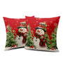 Snowman Christmas Red Throw Pillow Covers 18x18 Set of 2 Winter Snow Snowman Pine Tree Bird Print