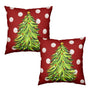 Christmas Throw Pillow Covers 18x18 Set of 2 Red Green Xmas Tree Polka Dots Print Decorative