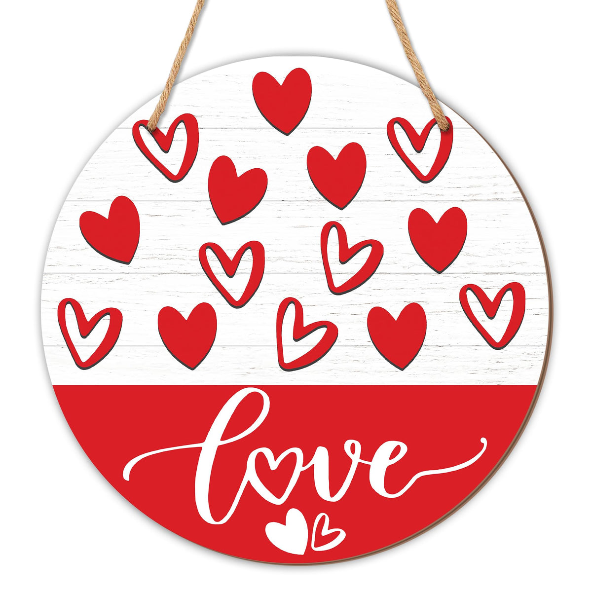 Happy Valentine'S Day Round Hanging Love Sign For Front Door, Welcome Sign, Living Room, Farm House, Home &amp; Office Decor