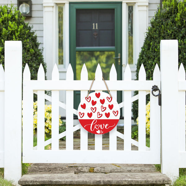 Happy Valentine'S Day Round Hanging Love Sign For Front Door, Welcome Sign, Living Room, Farm House, Home &amp; Office Decor