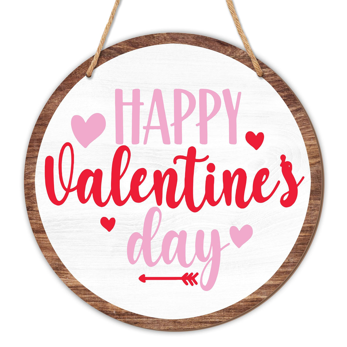 Happy Valentine'S Day Round Hanging Love Sign For Front Door, Welcome Sign, Living Room, Farm House