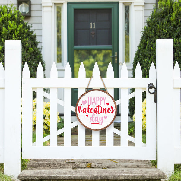 Happy Valentine'S Day Round Hanging Love Sign For Front Door, Welcome Sign, Living Room, Farm House