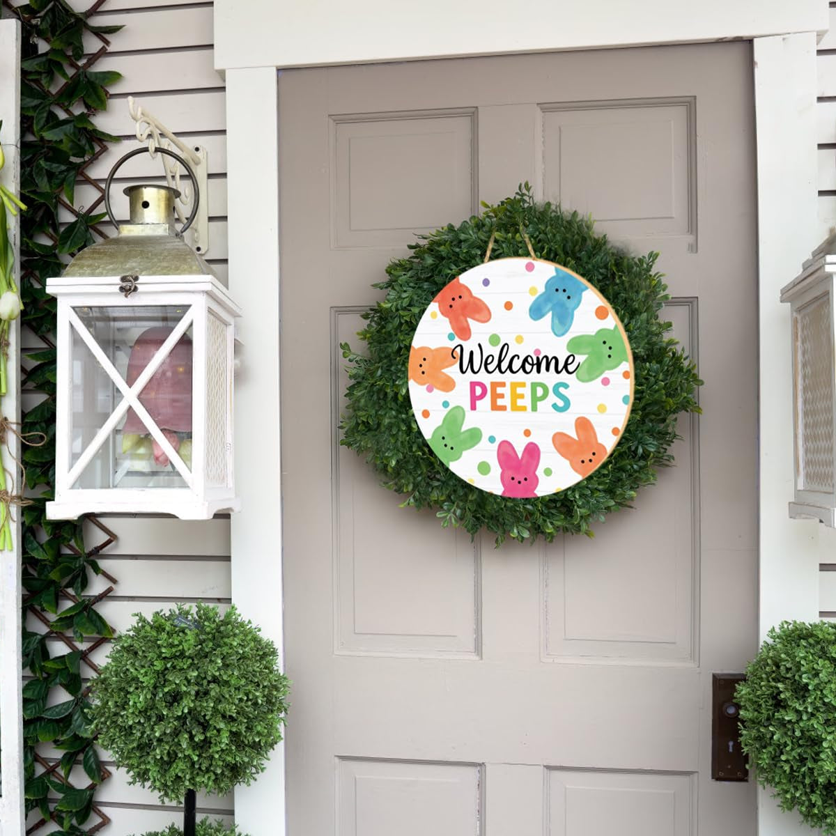 Wooden Welcome Peeps Door Signs Easter Door Decorations Welcome Bunny Decor Signs Spring Easter Door Hanger Sign Plaque