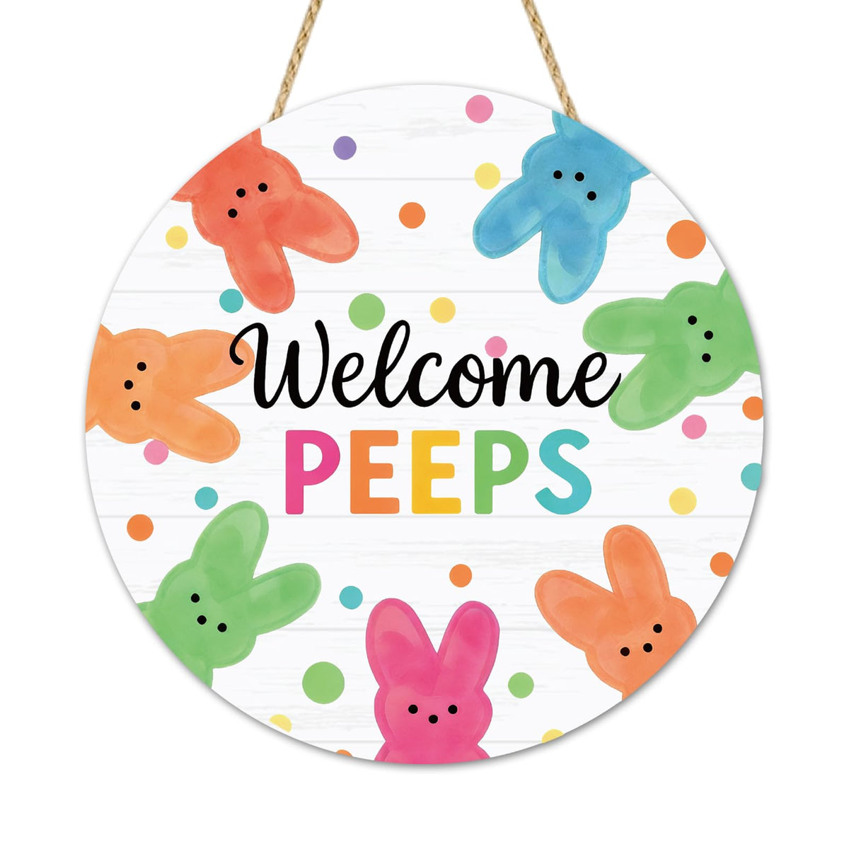 Wooden Welcome Peeps Door Signs Easter Door Decorations Welcome Bunny Decor Signs Spring Easter Door Hanger Sign Plaque