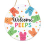 Wooden Welcome Peeps Door Signs Easter Door Decorations Welcome Bunny Decor Signs Spring Easter Door Hanger Sign Plaque