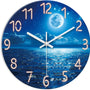 Blue Wall Clock 12 Inch Moon Wall Clocks Battery Operated Silent Non Ticking Modern