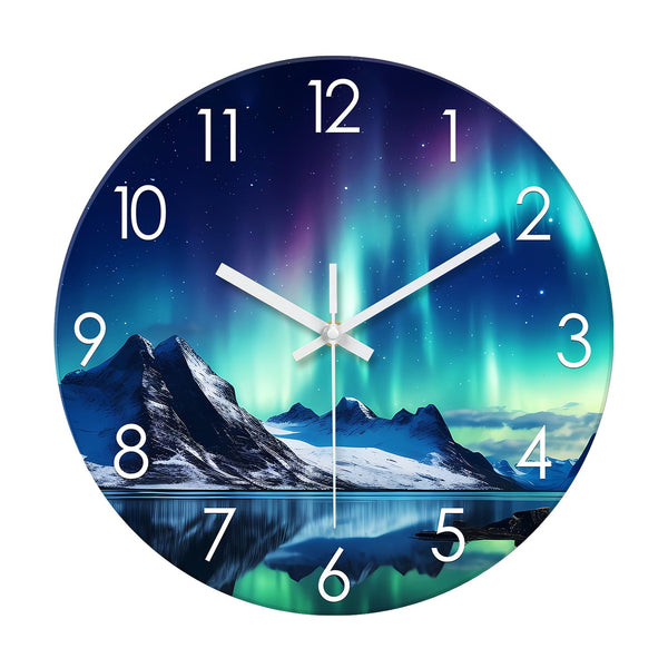 Teal Glass Wall Clocks Battery Operated 12 Inch Aurora Modern Glass Wall Clocks for Living Room Decor