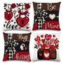 4 Pack Valentine's Day Pillow Covers Decoration,18x18in Buffalo Plaid Farmhouse Red Love Locks Heart