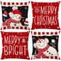 Snowman Christmas Throw Pillow Covers 18" x 18", Set of 4 Christmas Home Decor, Merry Xmas Pillow Cases